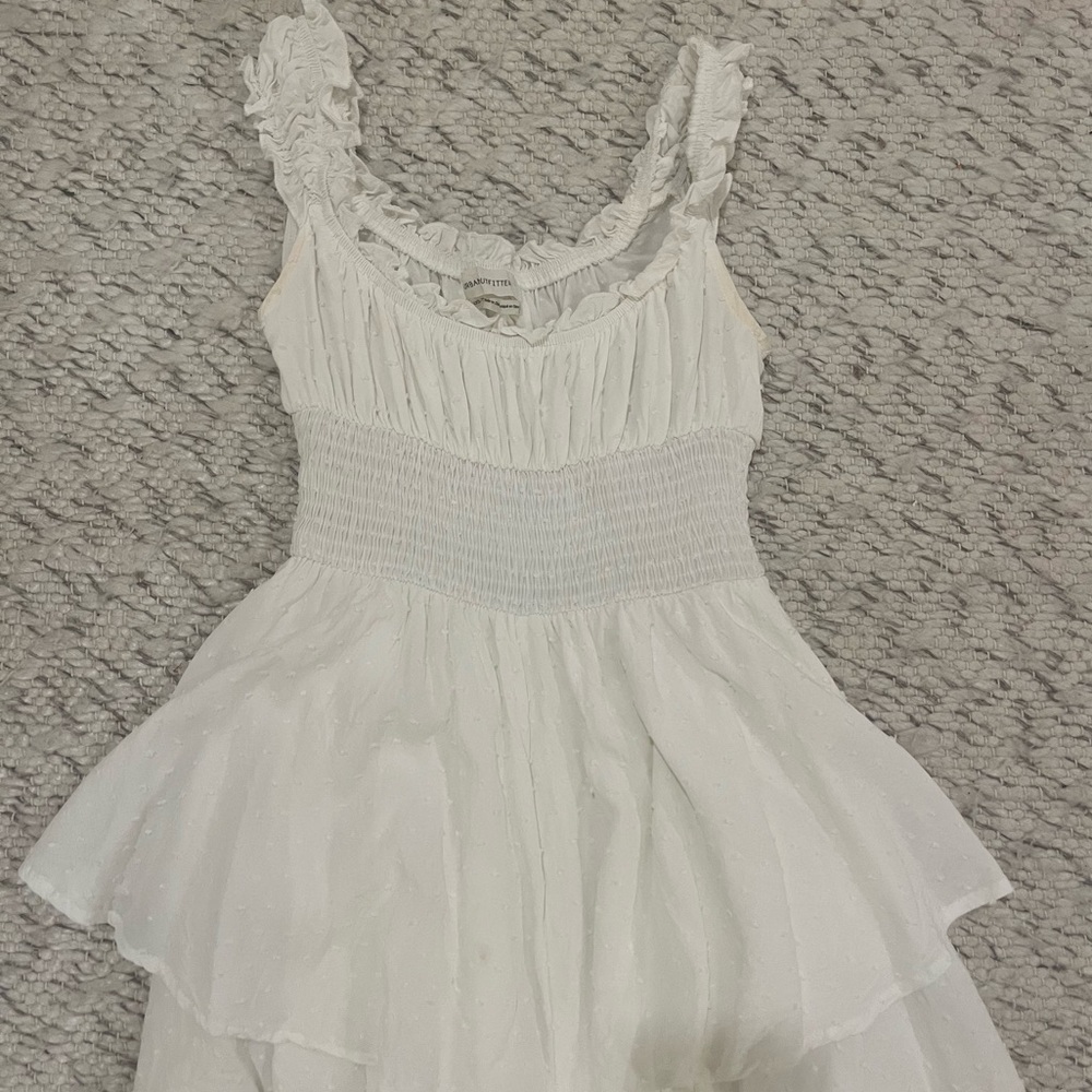 Urban Outfitters Rosie Smocked Tiered Ruffle Romper in White